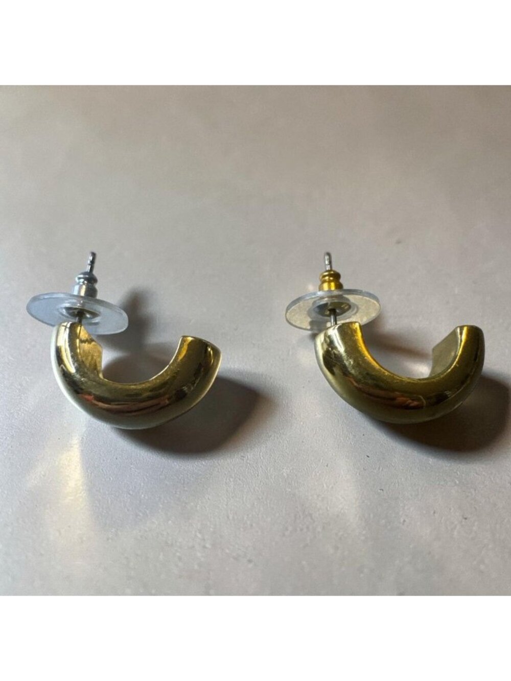 Kenneth Jay Lane KJL Gold‑Tone Half Hoop Earrings – Vintage Designer Signed – 10